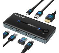 WAVLINK Switch KVM HDMI, 1 monitor, 2 commutatori KVM per computer | 4K@144Hz, HDCP 1.4/2.3, 3 USB-A 2.0 per tastiera wireless, mouse, stampante, Plug & Play per Windows, Mac e Linux