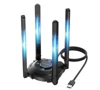 WAVLINK WiFi 7 USB WiFi Dongle per PC, Adattatore USB WiFi Tri-Banda BE6500 con Driver Integrato, WPA3, MLO & Multi-RU, Antenne Alto Guadagno 5dBi, Solo per Windows 11/10