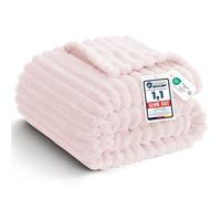WAVVE Coperta Plaid Pile, Coperta Letto Singolo - Coperta di Flanella a Righe per Soggiorno, Letto, Coperta Divano Caldo Morbida, 130x150 cm, Rosa