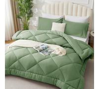 WAVVE Piumino imbottito per letto 90/80, piumino in fibra 300 g/m², leggero, morbido, traspirante (155 x 220 cm, verde salvia)