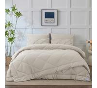 WAVVE Piumino Letto Matrimoniale 4 Stagioni 220x240 cm, Set Piumino Estivo 150gsm 240x220 + Piumino Primaverile/Autunnale 300gsm 220 x 240 = Piumone Matrimoniale Invernale Caldissimo 450gsm, Beige