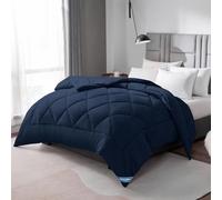 WAVVE Piumino Letto Piazza e Mezza Quattro 4 Stagioni - Piumone Autunnale Invernale 200 x 200 cm - Coperta Trapunta 200x200 di Microfibra Sintetico, Blu Navy