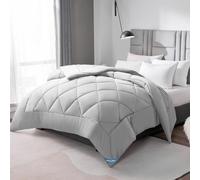 WAVVE Piumino Letto Piazza e Mezza Quattro 4 Stagioni - Piumone Autunnale Invernale 200 x 200 cm - Coperta Trapunta 200x200 di Microfibra Sintetico, Grigio Chiaro