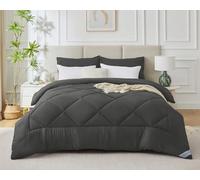 WAVVE Piumino una Piazza e Mezza Invernale 200x200 cm 450 gr/mq - Piumone Caldo da Letto 120x190, Trapunta 200 x 200 cm in Microfibra Sintetica, Grigio