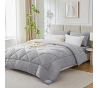 WAVVE Piumone Letto Matrimoniale 450 gr/mq Invernale 135x200 cm - Piumino Caldissimo 200x135 cm, Trapunta 135 x 200 cm in Microfibra Sintetica, Grigio Leggero