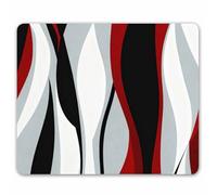 Wavy Vertical Stripes Red Black White And Grey Personality Desings Tappetini Mouse Antiscivolo Tappetino per Mouse Confortevole Mousepad per Pc Laptop Ufficio 25X30Cm