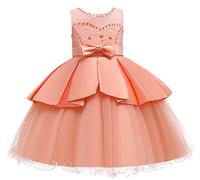 WAWALI Tutu Bambini Abbigliamento Elegante Ragazze Abiti per Bambini Principessa Party Custumes Abiti Da Sposa Arancione 10-11 Anni
