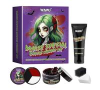 WAWJ Set trucco per Halloween, body Paint per Halloween, con gel di sangue, pasta di sangue, disco a tre colori, spugna, effetto speciale lavabile, per Halloween, per teatro artistico, cosplay