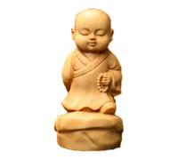 WAWPU Scultura in legno di bosso Sculture Tranquility and Tranquility Little Monk Ornamenti Scultura in Legno Scultura Buddha Scultura Decorazione