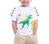 WAWSAM Bambino Ragazzo 1°Compleanno Maglietta Dinosauro T-Shirt Compleanno 1 Anno Manica Corta Top Ricamo Stampata in Cotone per Festa di Compleanno di Un Anno Regalo