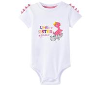 WAWSAM Sorellina Body Manica Corta per Bambina Baby Tuta Dinosauro Neonato Pagliaccetti Cotone Rex Stampato Baby Infant Bodysuit Bianco Bambino Tutina(bianca, 3-6 mesi)