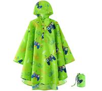 WAWSAM Video Gioco Impermeabile Riutilizzabile Leggero Poncho Antipioggia per Bambini Ragazzi Go Win Level Up Cappotto Antipioggia Verde Impermeabile con Cappuccio e Borsa di Stoccaggio