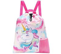 WAWSAM Zaino a Coulisse per Bambini Unicorno - Palestra Sacca per Ragazze Impermeabile Sportiva Sacca Zaino per Sport Scuola Spiaggia Viaggioper Palestra per Piscina Yoga Sacche