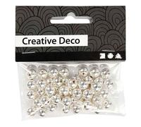 Wax Beads, D: 8 mm, silver, 50pcs