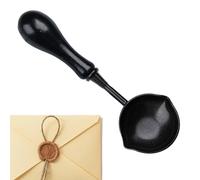 Wax Seal Spoon - Side Pouring Tool, Alloy Wooden Handle | Heat Resistant Wax Melting Spoon Elegant Craft Accessory Safe Pouring Instrument for Sealing Letters Invitations Envelopes Stationery DIY