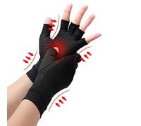 Waxden Guanti in rame a compressione per artrite, guanti in rame per donne e uomini, guanti per artrite senza dita, sollievo dal dolore e guarigione per artrite, tunnel carpale, 1 paio (S, Nero)