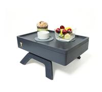 WaxenWood Tavolino da divano in bambù, vassoio girevole a 360°, tavolino laterale con clip per divano, dimensioni perfette per telecomandi, stoccaggio e include 4 sottobicchieri bonus, 33 x 23,5 x 6,3