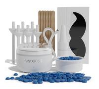 Waxkiss Kit scaldacera mini per la depilazione facciale con 10 confezioni di perline per ceretta, kit per ceretta super portatile con bastoncini di legno, bastoncini per il naso, protezioni per baffi,
