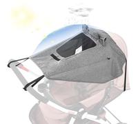 WAXKOP 1 Pezzo Telo Parasole Universale, Parasole per Passeggino, Universale Regolabile UV 50+,ala Laterale Parasole,con Finestrino e Funzione, Grigio Scuro