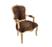 Way Home Store - Poltrona BAROCCO Luis stile Francese Luigi XVI - legno foglia Oro e Tessuto Leopardato - dimensioni : 63 x 65 x 94 cm