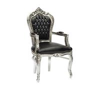 Way Home Store Poltrona barocco stile francese Luigi XVI argento e nero