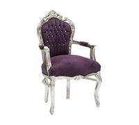 Way Home Store Poltrona BAROCCO stile Francese Luigi XVI Silver e Viola 68 x 65 x 108 cm