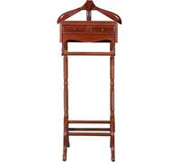 Way Home Store | Servomuto in Legno Massello di Mogano con Finitura Noce - Indossatore e Appendiabiti da Camera con 2 Cassetti Portaoggetti - Design Elegante e Funzionale 45x45x125 cm