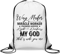 Way Makes Miracle Morker Promise Keeper Light in The Darkness My God sacca da palestra casual con coulisse bianca, bianco, Taglia unica