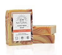 Way Natural - Sapone al latte di capra, legno di sandalo (3 barrette di sapone mani e corpo): sapone delicato senza coloranti, vero sapone al latte di capra