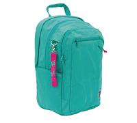 WAY OUT - Zaino scuola c/tasca PC - 3 Scomparti con cerniera, tasca porta-cellulare e foro auricolari, porta-borraccia, Schienale e Spallacci Imbottiti, adatto alla scuola, Verde Acqua, 35 x45 x55 cm