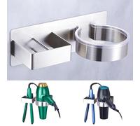 WAYASI Porta phon e Piastra, Porta Piastra per Capelli, Porta phon da Muro Senza Foratura, Supporto per asciugacapelli e Piastra lisciante Autoadesivo, Supporto da Parete in Acciaio Inox