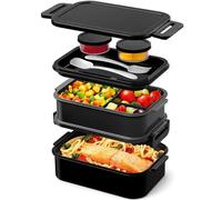 WayEee Contenitore per il pranzo per adulti, 2130 ml, grande, a prova di perdite, senza BPA, per ufficio, scuola (nero)