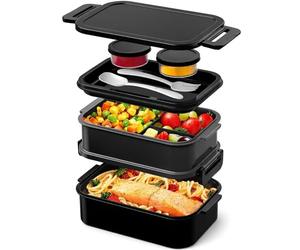 WayEee Contenitore per il pranzo per adulti, 2130 ml, grande, a prova di perdite, senza BPA, per ufficio, scuola (nero)