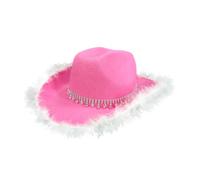 Wayfadacc Cappelli da cowgirl piumati cappello panama con cristalli pesanti sorpresa per ragazze ragazzi cappello da sposa per carnevale festival musicale