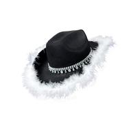Wayfadacc Cappelli da cowgirl piumati cappello panama con cristalli pesanti sorpresa per ragazze ragazzi cappello da sposa per carnevale festival musicale