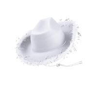 Wayfadacc Cappelli da cowgirl piumati cappello panama con cristalli pesanti sorpresa per ragazze ragazzi cappello da sposa per carnevale festival musicale