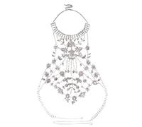 Wayfadacc Catena per il collo a strati lussuosa collana moderna strass collare gioielli elegante catena per spalla catena per il corpo, 24*24*5cm, Strass