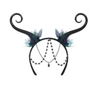 Wayfadacc Cerchietto per capelli con corno di strega, fata scura, per feste, corno del diavolo, animazione, per spettacoli dal vivo, giochi di ruolo, fasce per capelli da strega nere