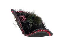 Wayfadacc Classico cappello da pirata con finiture in pizzo e decorazioni piumate per abiti coloniali e spettacoli teatrali