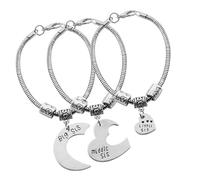 Wayfadacc Confezione da 3 braccialetti Love Heart Sister Bondings che rappresentano braccialetto regolabile a forma cuore Big Middle Little Sis