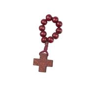 Wayfadacc Natural Pine Wood Bead Rosary Finger Chain Handmade Catholic Symbol for Decoration Gift Option Catholic Prayer Beads