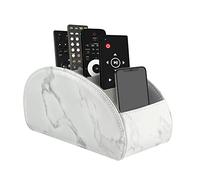 WAYIFON Supporto per telecomando con 5 tasche, grande supporto per TV, DVD, 4 K Stick e Bluray, telecomando per penne, L-marmo bianco