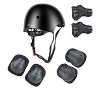 Wayin Casco Bici Protezioni Set per Bambini Regolabile Gomitiere Polso Ginocchiere per Skateboard Pattini in Linea Bicicletta Protezione Bambina (Nero Casco)