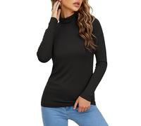 Wayleb Maglia Donna Collo Alto Manica Lunga Dolcevita Aderente Elasticizzata Sottogiacca Leggera Intimo Termico Autunno Inverno, Nero S