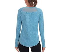Wayleb Maglia Donna Running Leggera e Traspirante, T-Shirt Manica Lunga con Inserti in Rete per Allenamento e Passeggiata - Blu Cielo - Back Mesh XL