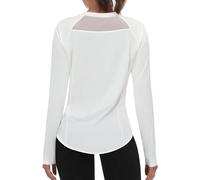 Wayleb Maglia Donna Running Leggera e Traspirante, T-Shirt Manica Lunga con Inserti in Rete per Allenamento e Passeggiata - Bianco - Back Mesh XL