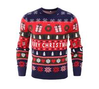 Wayleb Maglione Natale Uomo Merry Christmas Divertente Blu Navy L