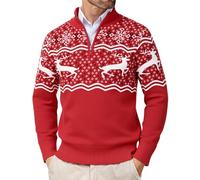 Wayleb Maglione Natalizio Uomo in Maglia Calda, Pullover Invernale con Renna e Motivi Festivi, Girocollo o Collo Alto, Maglioncino Elegante per Natale e Feste S-3XL