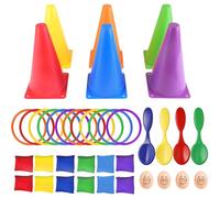 Waylipun 38 Pezzi Gioco di Lancio per Esterni, Gioco di Lancio per Bambini, 4 in 1 Carnival Combo Set, Set di Giochi da Esterno per Bambini Giochi, Giochi di Lancio per Compleanni Feste in Giardino