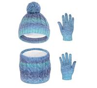 Waylipun Cappello Invernale per Bambini Guanti Sciarpa Set, per Bambini 2-7 Anni Berretto Cappelli in Maglia con Pompon Scaldacollo Guanto per Ragazze Ragazzo, Set di Accessori Invernali
